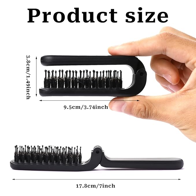 Travel Folding Hair Comb, Portable Boar Bristles Detangling Brush Collapsable Pocket Hair Styling Tool for Women and Men
