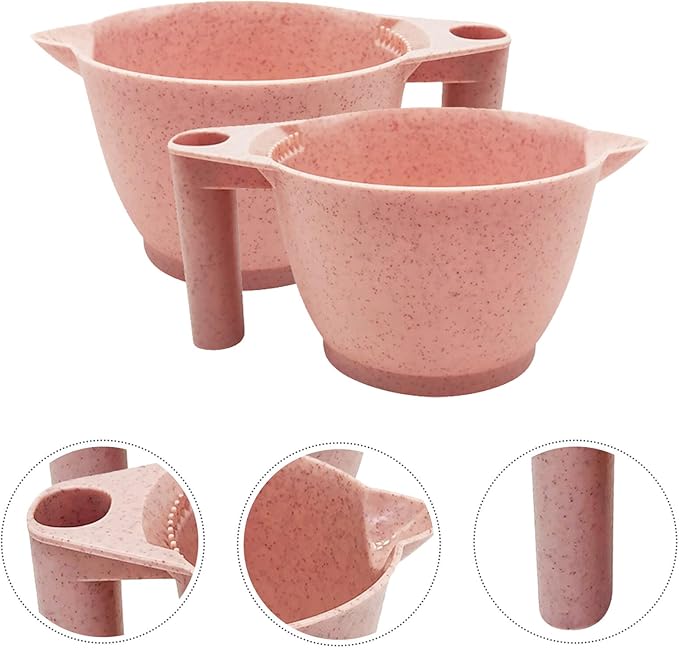 Beaupretty Hair Dye Facial Tools 2pcs Tint Bowl Mixing Bowls Hair Dye Bowls with Handle for for Barber Salon Home Pink Hair Dye Facial Tools