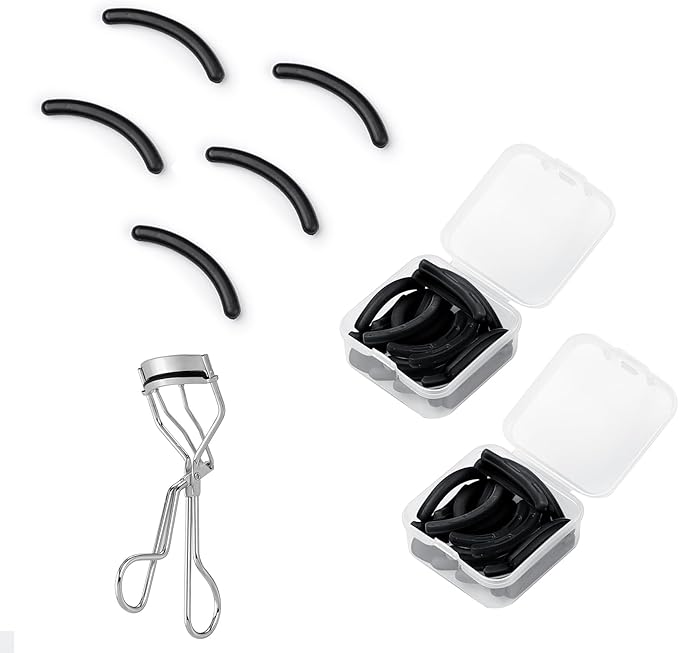 48PCS Eyelash Curler Refill Pads Compatible with Shiseido Eye Lash and Cosmetic Accessory, Silicone Soft Rubber Curler for Universal Eyelash Curler, Black