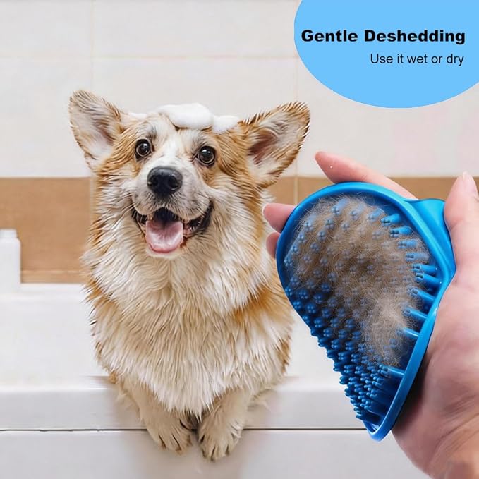 4PCS Pet Grooming Kit for Dogs and Cats, Dog Washing Gloves and Dog Bath Brush, Dog Shower & Shampoo Brush, Dog Scrubber for Bath, Massage and Grooming