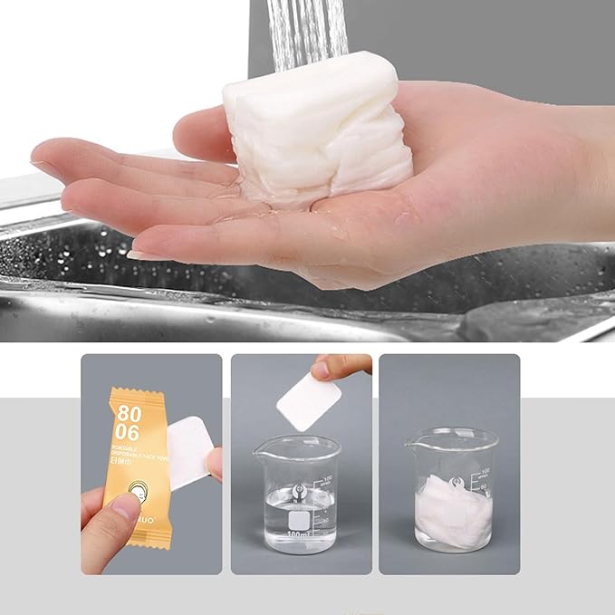 40 Pcs Compressed Disposable Face Towel Tablets, HOMIOVE Big Compress Compact Towel Tablets Expandable Disposable Washcloths, Reusable Magic Towels Expands in Water Wash Cloths Wipes for Beauty