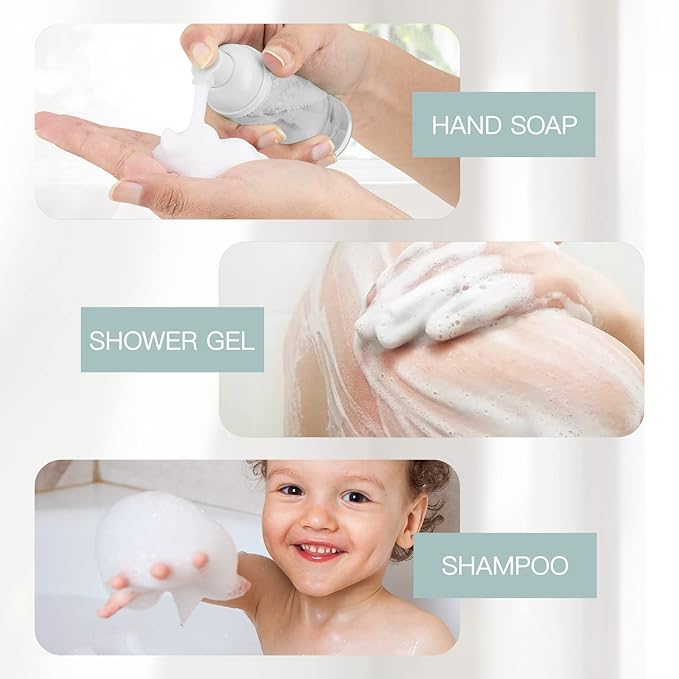 2oz Foam Pump Bottle (30PCS) Empty Travel Foaming Dispenser for Hand Soap, Lash Cleanser, Shampoo (60ml, Clear