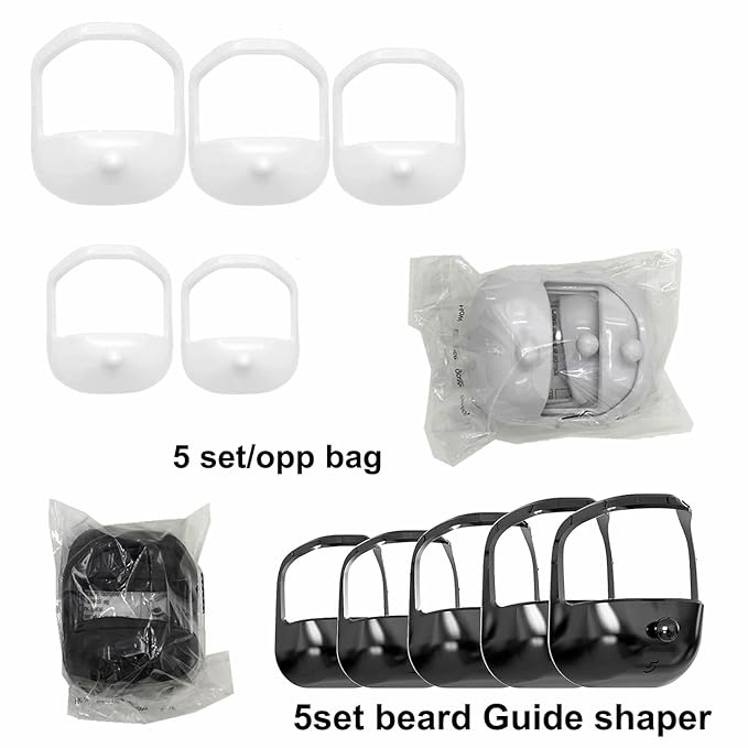 Beard Shaper Goatee Mustache Grooming Tool Face Hair Styling Template for Man - Transparent - 5 PCS/Set (white)