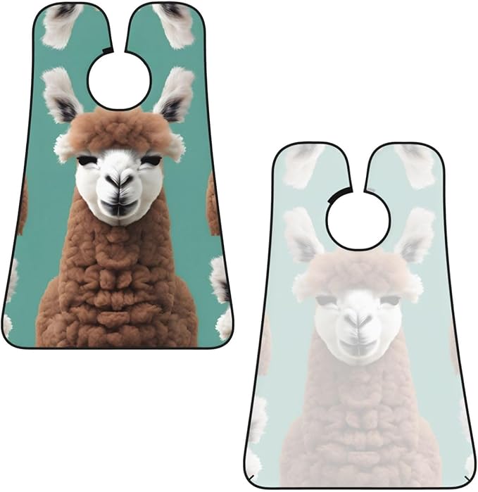 Alpaca Llama Print Beard Bib Apron For Men, Beard Hair Catcher For Men Shaving Trimming,Beard Cape Cloth, Black