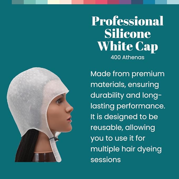 Dompel Silicone Athenas Highlight Hair Caps for Salon-Quality Highlights | Suitable for All Hair Types | White | Model 400-SA (2 PCS)