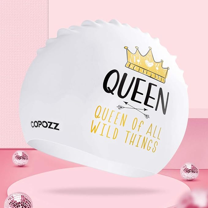 COPOZZ Women‘s Swim Cap for All Hair - Large, Comfortable Silicone Swimming Cap, Waterproof Design for Long, Short, Thick & Curly Hair | Secure & Comfortable Fit