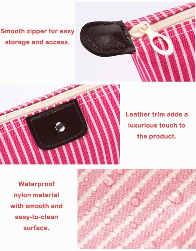 2 Pack Make Up Bag for Traveling,Preppy make up bag,Toiletry Bag,Nylon Cosmetic Bag,Light Pink Makeup Bag,Skin Care Bag，Tiny Makeup Bag