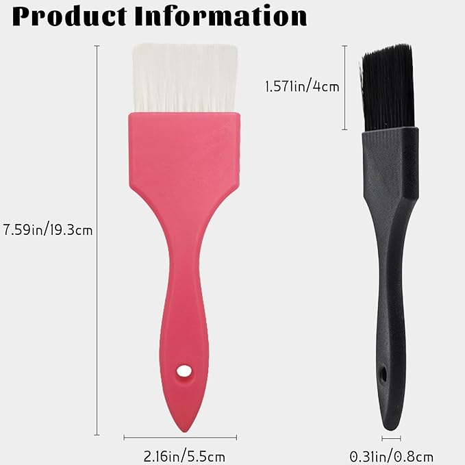 Hair Dye Brush Set – 2 PCS, Balayage & Tint Application Brushes, Ergonomic Handles for Easy Hair Dyeing and Blending, Black & Pink Brushes