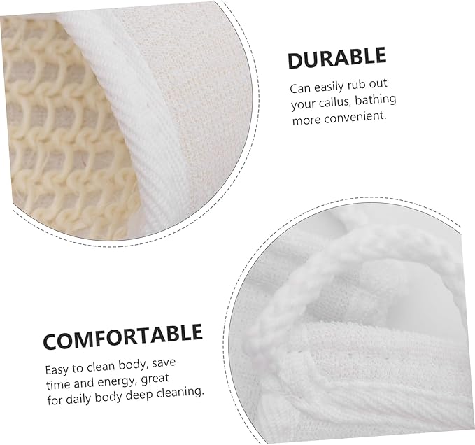 PartyKindom 2pcs Exfoliating Wash Strap for Body Cleansing and Back Scrubbing Long Reach Bath Accessory White