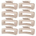 TOCESS Hair Claw Clips for Women - 8PK Large Neutral Matte Square Jumbo Hair Clips for Thick, Thin, Long, Short, Curly Hair Girls, Big Jaw Clip Set for Daily Use (Cream Beige)