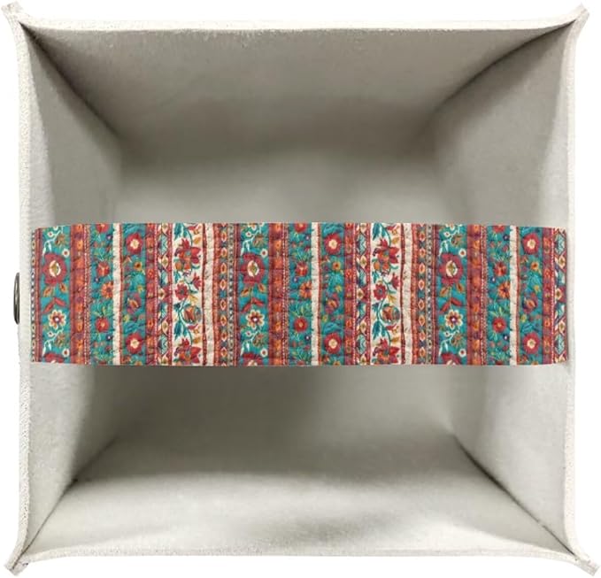 Brown Aztec Tissue Box Holder Waterproof PU Leather Square Modern Tissue Box Cover with Metal Button Napkin Holder for Home Office Car