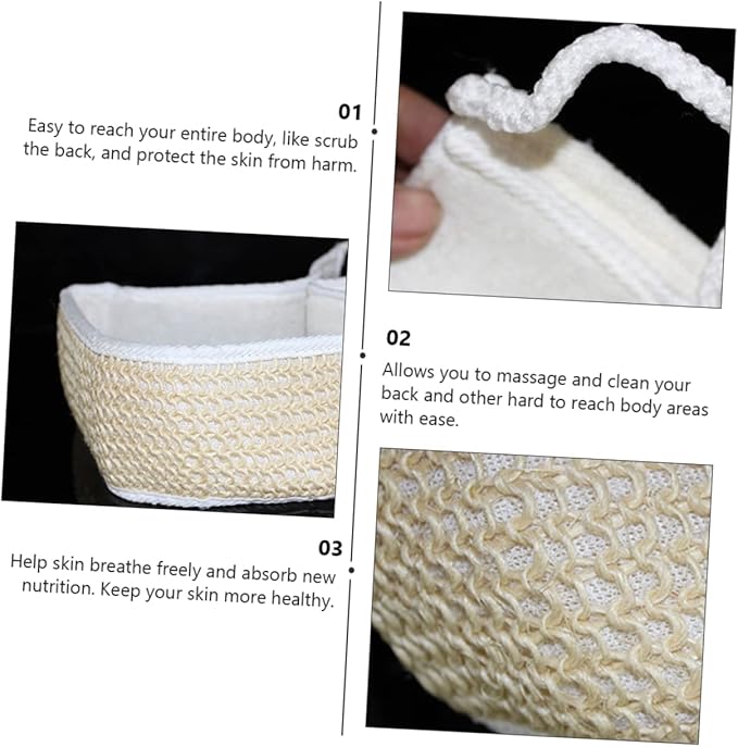 Beaupretty 3pcs Exfoliating Loofah Back Scrubber Strap for Skin Cleaning and Care Bath Body Washer for Men and Women for Daily Use Shower