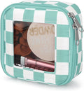 DOB SECHS Mini Checkered Bag for Purse 5.1'' x 5.1'' Small Makeup Bag for Car Cute Clear Cosmetic Bag with Zipper, Tiny Toiletry Bag Lipstick Organizer Pouch Travel Essential Storage Pouch, Mint Green