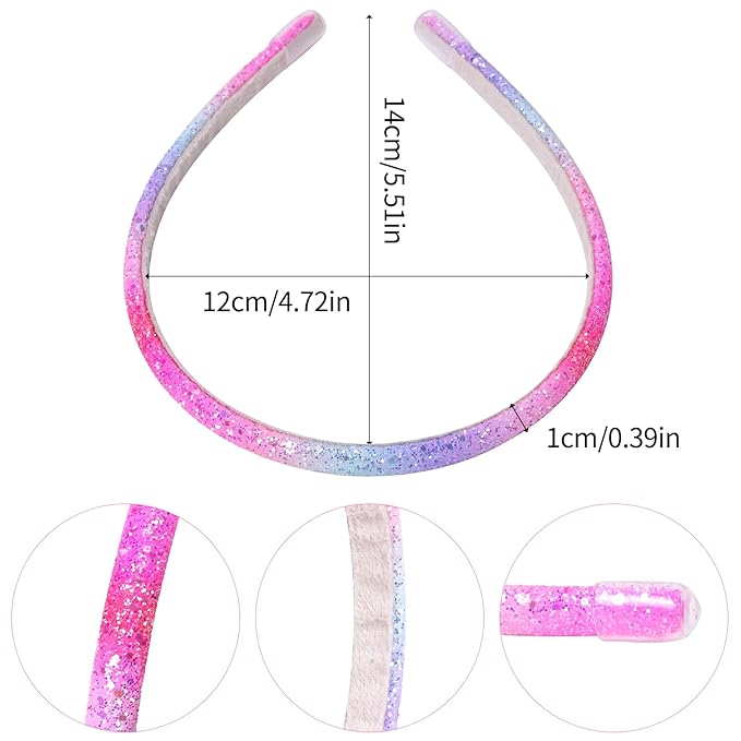 Fishdown Glitter Headband for Girls Women Sparkle Headband Accessory Set of 10