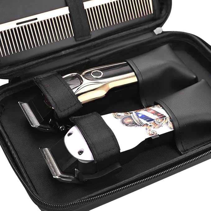 Barber Bag for Clippers Supplies, Sturdy Clipper Storage Case for Barber Accessories, Hair Trimmer Organizer Travel Bag for Men Razor Guard Grooming Kits (Big-Black)