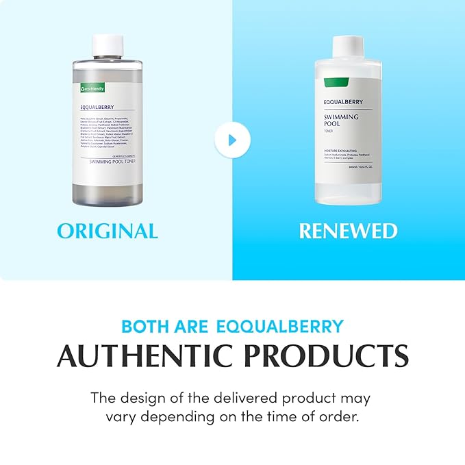 EQQUALBERRY Swimming Pool Toner - Korean Toner for Daily Exfoliating & Deep Hydration with Natural Enzyme Protease & Hyaluronic Acid, For Sensitive Skin, 10.14 Fl Oz (300ml)