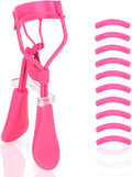 Eyelash Curler with Pads, Lash Curler with 10 Extra Silicone Replacement Pads, Comfortable Grip for Effortless Curling – Eyelashes for The Perfect Eye Contour (Light Pink)