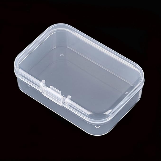 100 Pack Rectangular Clear Plastic Storage Containers Box with Hinged Lid for Beads and Other Small Craft Items (3.35 x 2.17 x 0.98 inch)