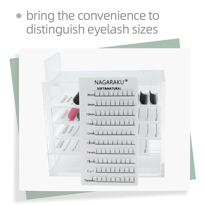 NAGARAKU Acrylic Lash Extension Organiser Storage False Eyelash Pallet Volume Boxes Makeup Holders Tools Case Lashes Container 5 Layers with 250 Tape Strips…
