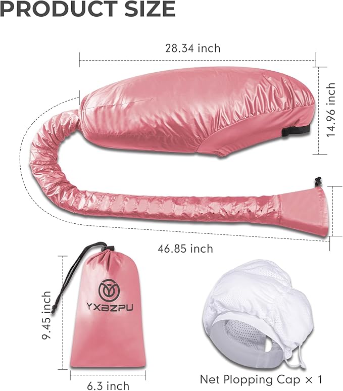 Bonnet Hair Dryer,Hooded Hair Dryer Attachment, Dryer Hooded Diffuser Cap for Curly,Speeds Up Drying Time,Safety Deep Conditioning at Home(Pink)