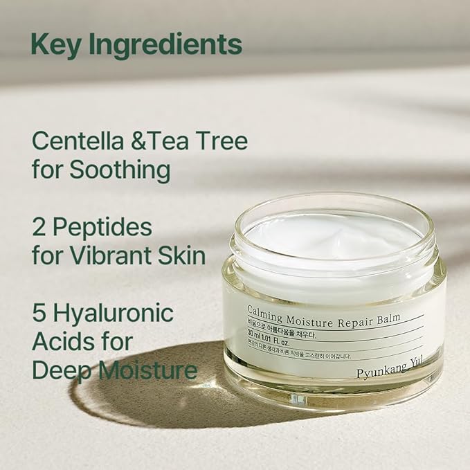 Pyunkang Yul PKY Calming Moisture Repair Balm Instantly Calms Sensitive Skin, Face Moisturizer with Deep and Rich Nourishment, Vegan, Korean Skincare (1.01 Fl.Oz, 30ml)