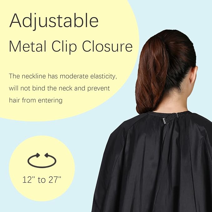 Barber Cape, Professional Hair Cutting Cape with Adjustable Metal Clip, Waterproof Haircut Salon Supplies for Hairdresser Styling & Home - 55 x 63 inches (Black)