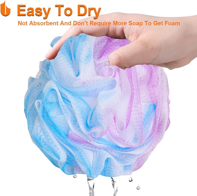 Urbanstrive Shower Bath Sponge XL 75g Soft Shower Loofahs Balls for Body Wash Men Women Bathroom Accessories, 1 Pack, Blue-Purple