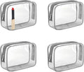 Clear Makeup Bag (4 Packs), Small TSA Approved Toiletry Bags for Traveling Small Size Cosmetic Storage Pouches for Women Organizer with Zipper Gray