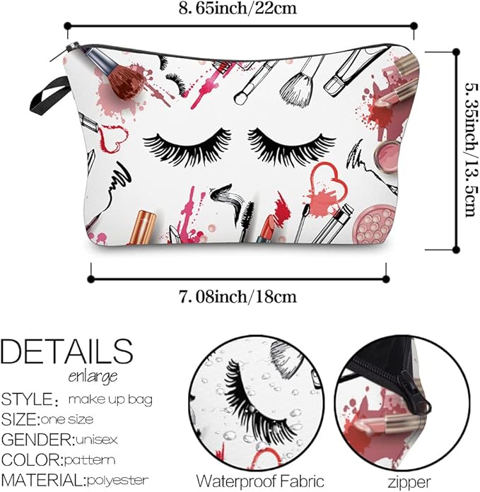 Deanfun Makeup Case Small, Cosmetic Zipper Bag Waterproof for Purse Mini, Women Cute Traveling Accessories Pouch for Ladies Thanksgiving Christmas Gifts(D2-55243)