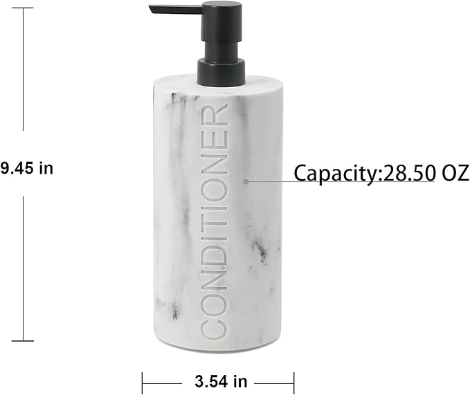 Conditioner Dispenser Luxurious Refillable Pump Bottle with Embossed Text, Durable Construction for Bathroom and Kitchen