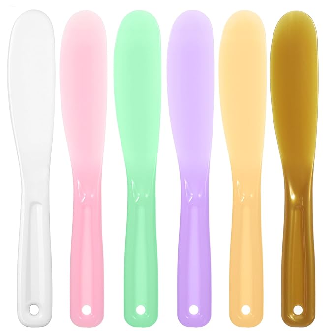 6 Pcs Cosmetic Spatulas, Face Mask Makeup Spatula, Reusable Plastic Lotion Spatulas, Face Mask Applicator Tool for Skincare Scoop for Cream Mixing, Jar Scraping, Skincare Tools (Colored)