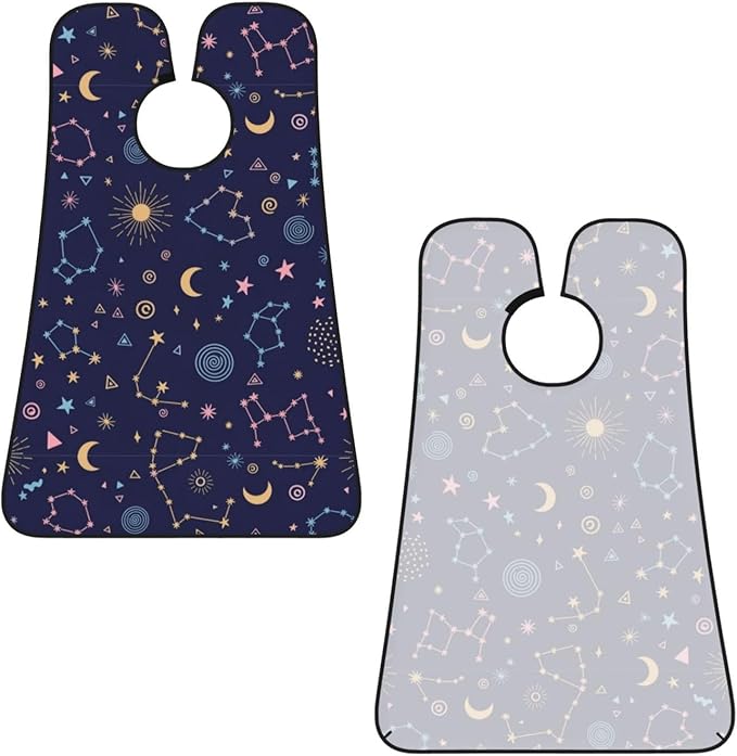 Beard Hair Catcher Bib, Waterproof Non-Stick Grooming Apron for Shaving Trimming, Perfect for Men Dad, Space Galaxy Zodiac Star Constellation Print Shave Bib