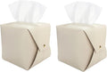 Tissue Box Cover Square, Leather Tissue Holder Organizer with Side Openings for Bathroom, Vanity, Tabletop, Office (2Pack-White)