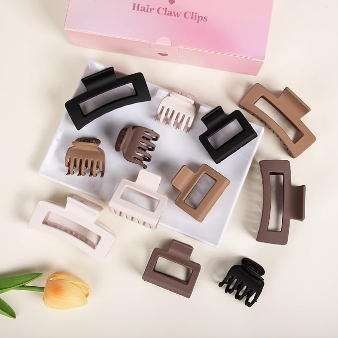 12 Pcs Hair Clips for Women 3 Styles Small Medium Large Claw Clips for Thin Thick Hair, Strong Hold Non-Slip Matte Hair Accessories