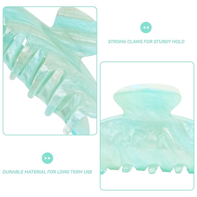 2 Pack Hair Claw Clips for Women Acrylic Claw Clips for Thick Hair Non-slip Clip for Hair Large Claws Hair Accessories for Women Girls(White&Blue)