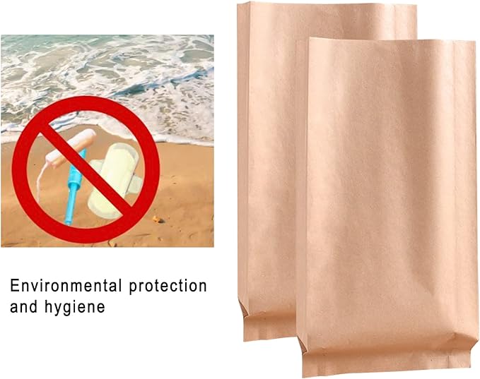 Disposable Paper Bag, 100 Pack Sanitary Napkin Disposal Bags, Feminine Hygiene Disposal Bags, Kraft Paper Bag, Sturdy and Waterproof, Suitable for Sanitary Napkins, Gift Bags