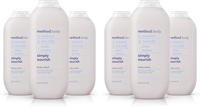 Method Body Wash,Simply Nourish,Paraben and Phthalate Free,18 oz,(Pack of 6)