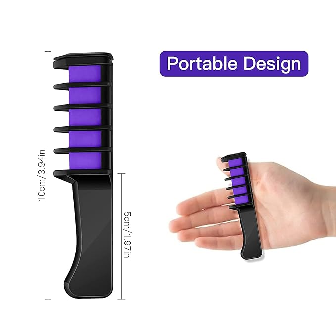 MSDADA Blue and Purple Hair Chalk for Girls-New Hair Chalk Comb Temporary Bright Washable Hair Color Dye for Kids-Girls Toys Gifts for Birthday,Easter,Christmas,Halloween