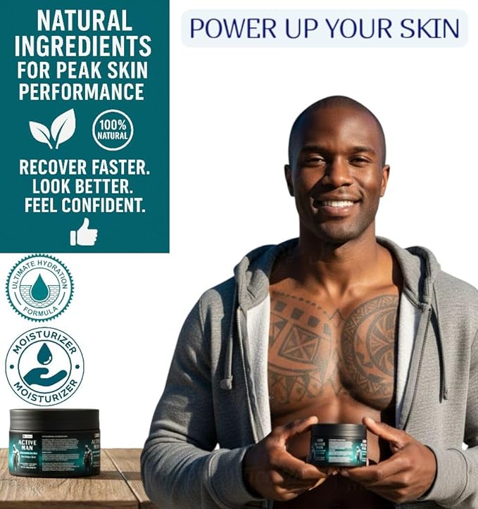 Body Butter for Men, Active Man Fast-Absorbing Deep Moisturizer with Natural Ingredients, Refreshing Scent, Ultimate Hydration Formula. Cologne scented.