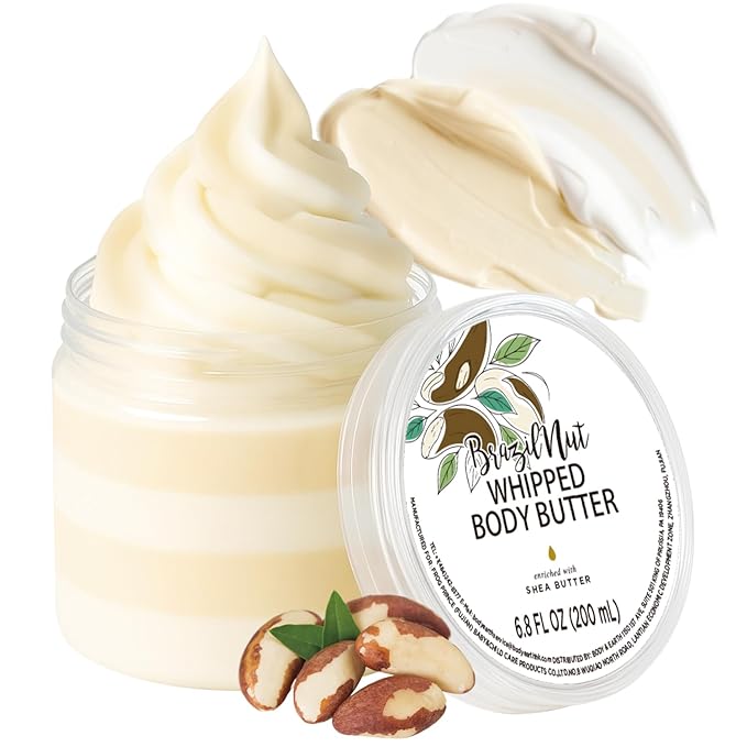 Brazil Nut Whipped Body Butter, Shea Body Butter for Women Dry Skin, Natural Brazil Nut Lotion for Body Moisturizer-Deep Moisturizing and Softening-6.8 floz(200ml)
