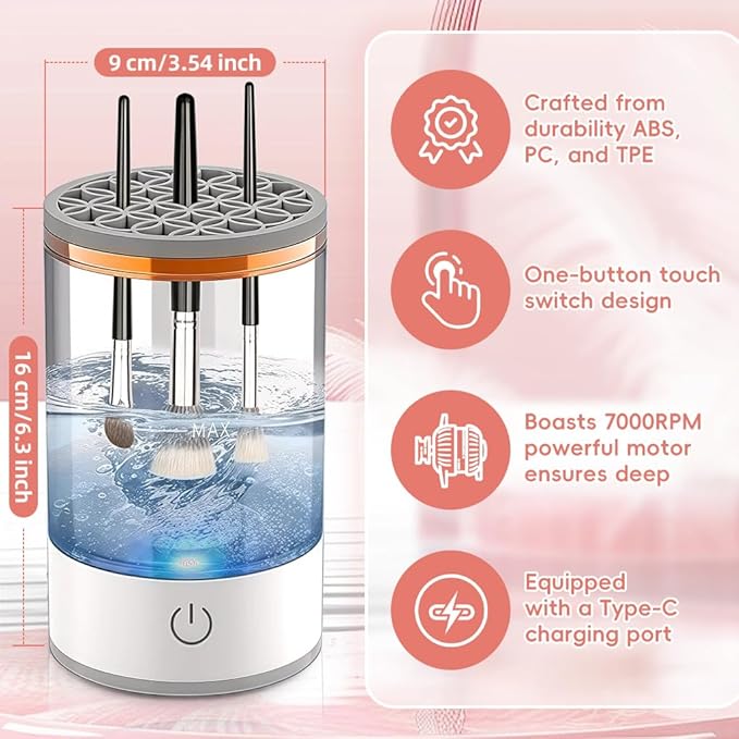 3 In 1 Electric Makeup Brush Cleaner Machine,Automatic Makeup Brush Cleaner Electric,Cleaning Tool,Cosmetic Brushes Cleaners,For Deep Cleaning (White)