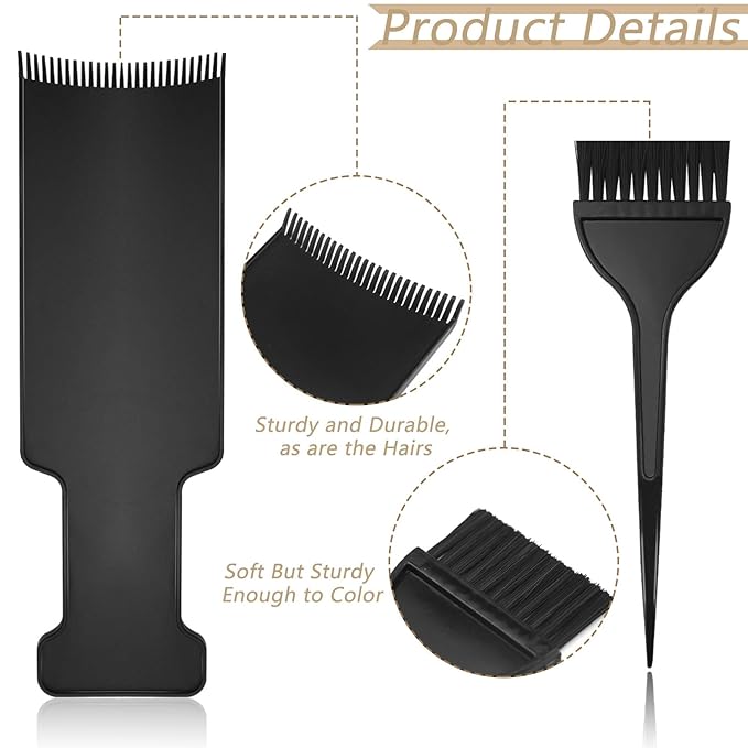 6 PCS Balayage Highlighting Board and Highlighting Brush Kit, 3 Hair Dye Brush and 3 Balayage Highlighting Board with Teeth Hair, for Hair Dye, Hairstylist Accessories Brushes