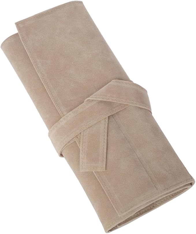 Creation Core Microfiber Fabric Salon Scissors Bag Roll Up Hair Tools Pouch for Stylist Barber Hairdressers, Beige