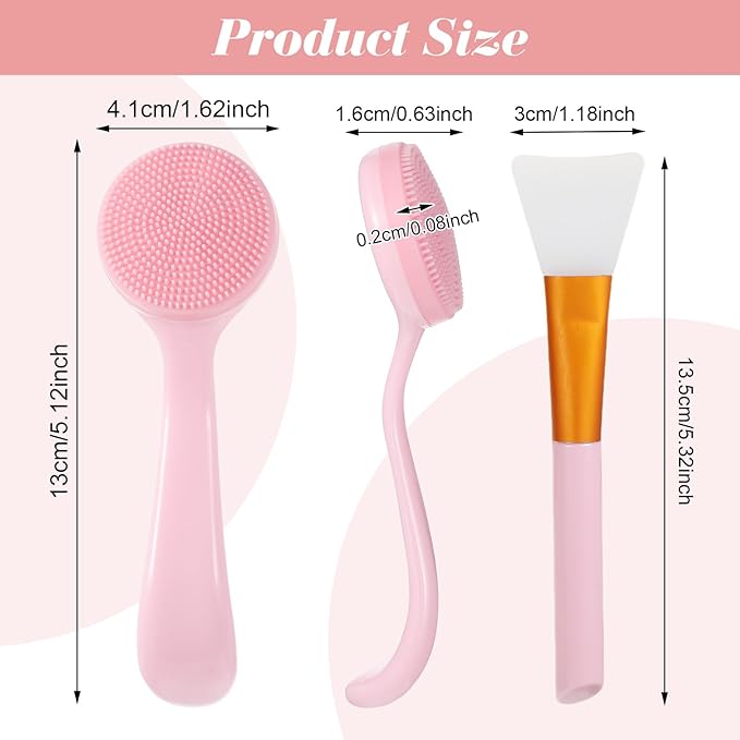 4 Pcs Silicone Face Brush with 2 Manual Face Scrub Brush, Facial Brushes for Cleaning, Exfoliating, and Skincare Routine