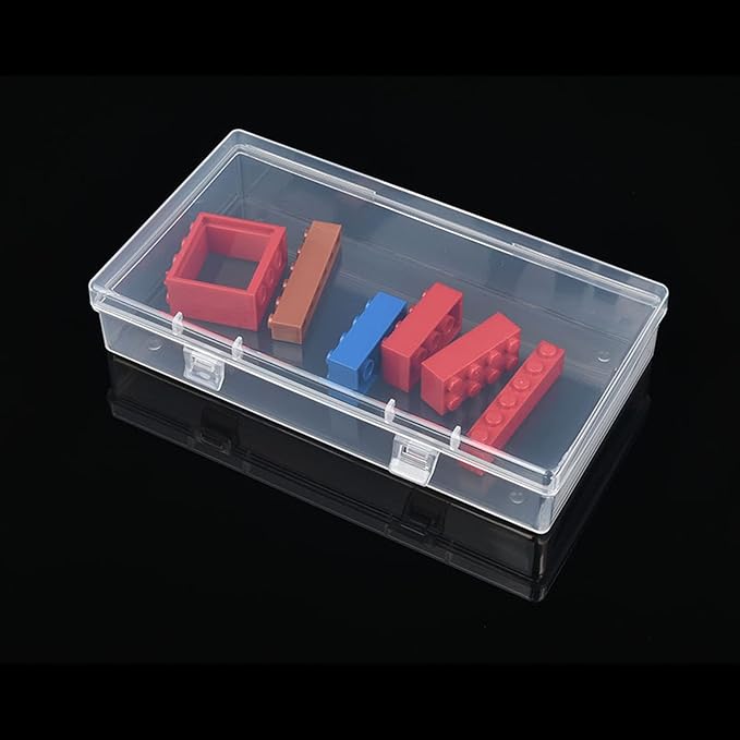 4 Pack Rectangular Clear Plastic Storage Containers Box with Hinged Lid for Beads and Other Small Craft Items (6.1 x 3.3 x 1.18 inch)