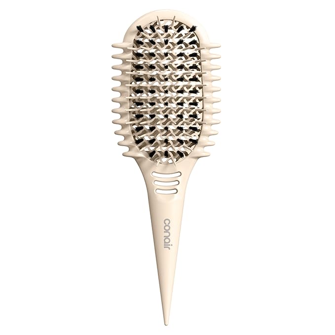 Conair Curl Define Pro Hair Brush for Curly Hair, Dual-Vent Design with Continuous Grooves, Mixed Bristles for Frizz-Free Detangling, Smoothing, and Curl Definition