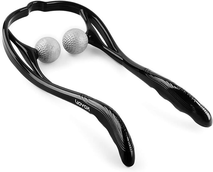 VOYOR Neck Massager Shiatsu Deep Tissue Dual Trigger Point Shoulder Massager for Pain Relief, Ergonomic Handle Design, Lightweight & Portable MS110