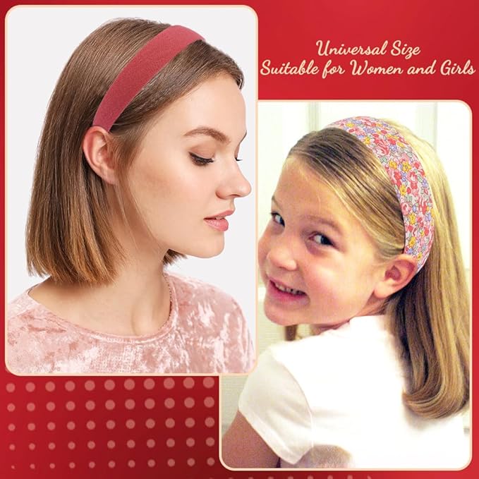 AHONEY 7 Pack Red Headbands for Women Girls Cute Headbands Fashon Non Slip Hairbands Hair Accessories Multi-style Headband Pack