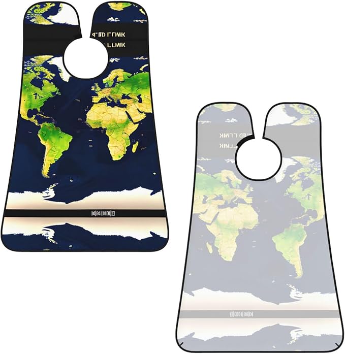 World Map Print Beard Bib Apron For Men, Beard Hair Catcher For Men Shaving Trimming,Beard Cape Cloth