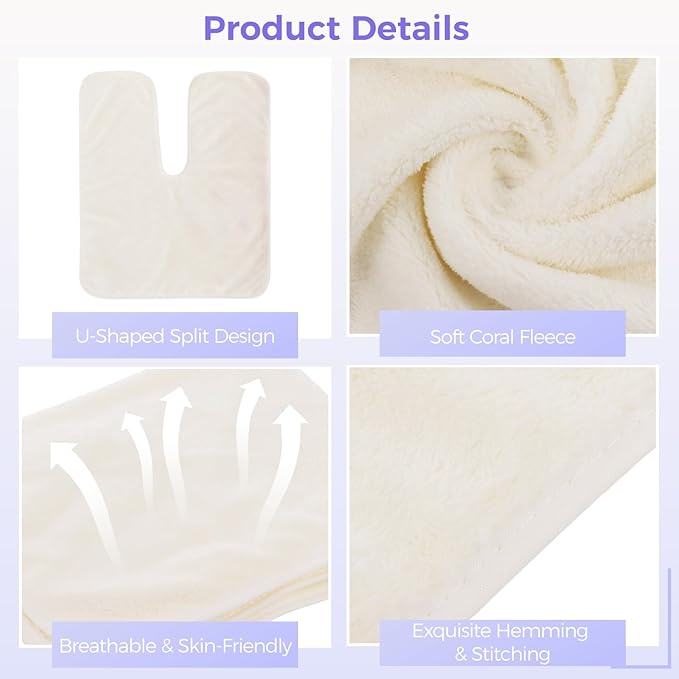 DIMEGON 12 PCS U-Shaped Facial Towels, Soft Coral Fleece Face Cloths for Beauty Salons, Skin Care, SPA Centers